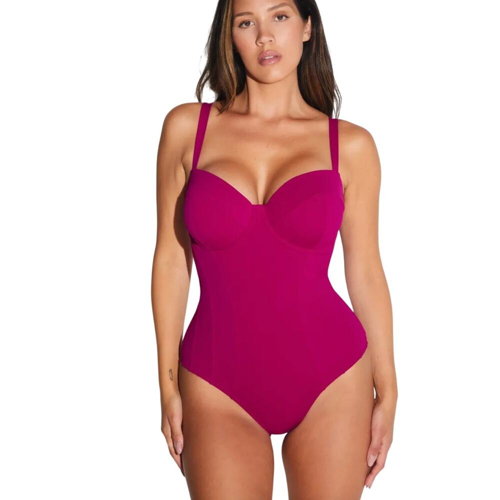 NEW TA3 Sze 3X LUSHY Berry Pink One Piece Swim Sculpting Viral Swimsuit Vacation